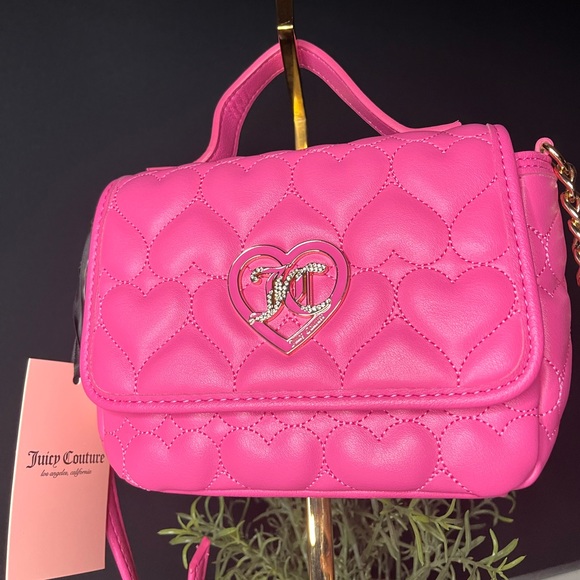 Juicy Couture Handbags - Juicy Couture Pink Quilted Heart Crossbody Bag NWT – Top Handle Purse